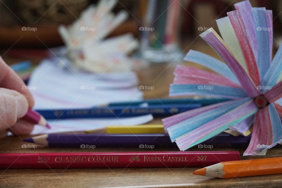 Making Rainbow Flowers Using Faber-Castell Pencils