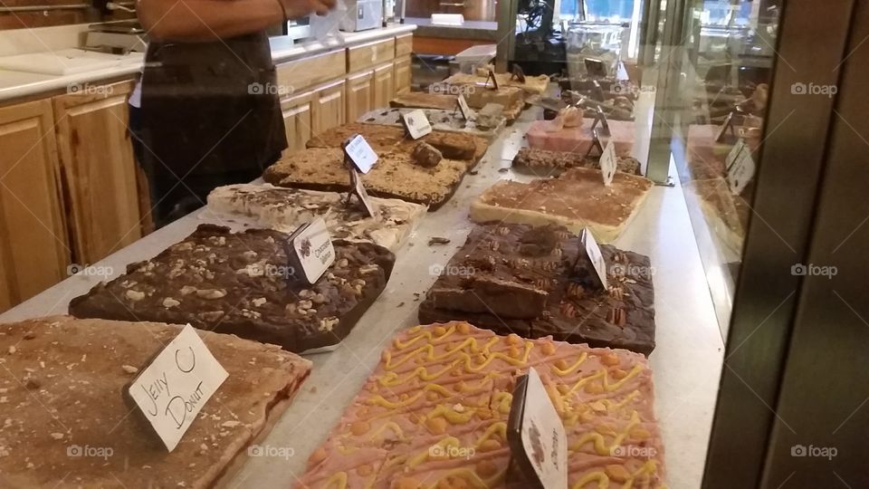 A variety of Fudge at a candy shop