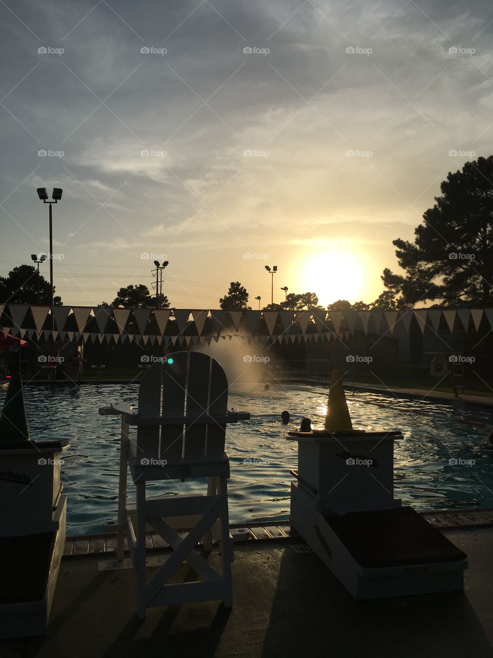 Enjoying the beautiful sunset in the pool 