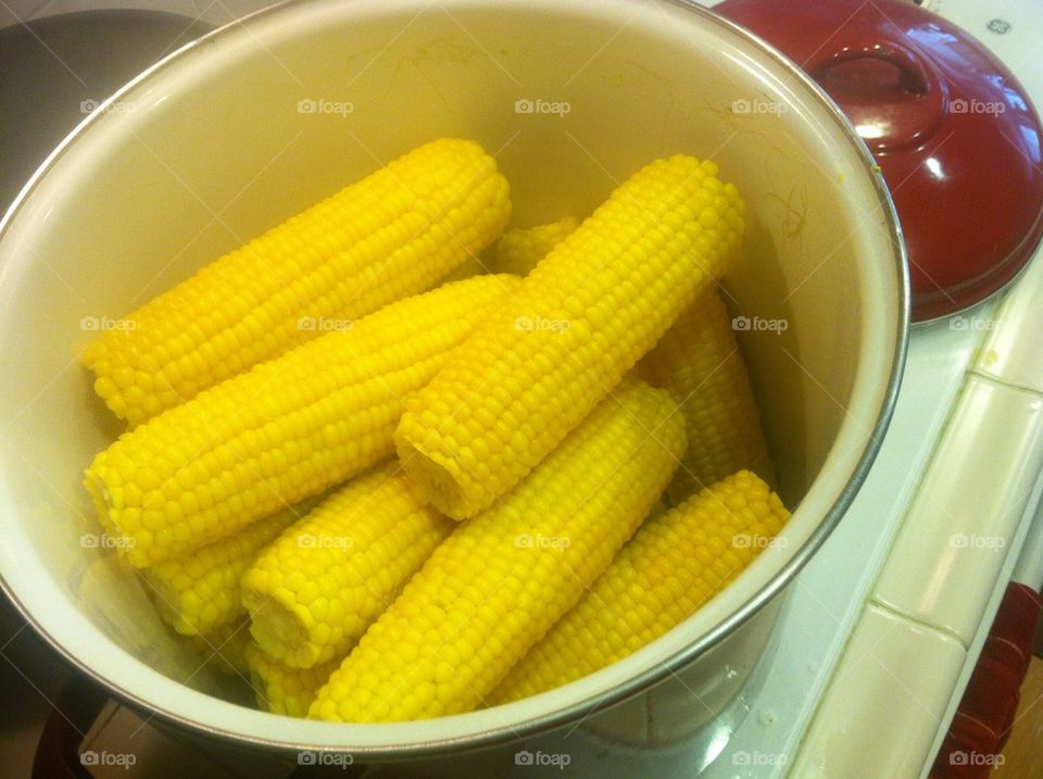 Fresh sweet corn in pit