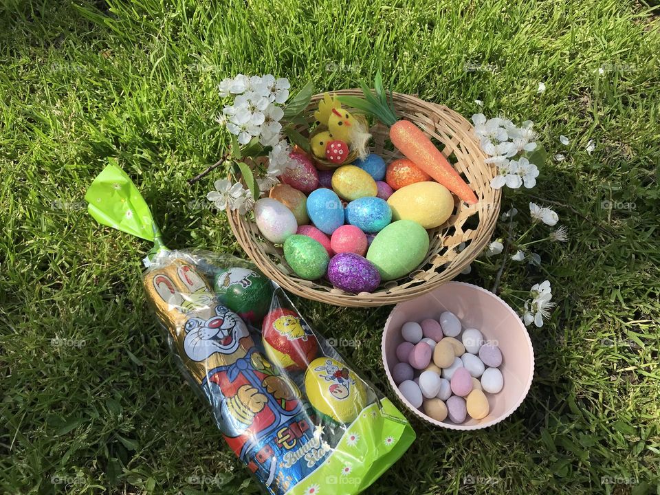 Easter basket and easter candy