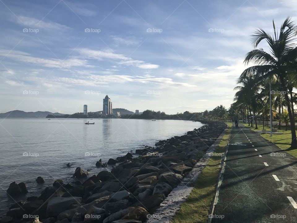 Walking & bicycle trail by the water