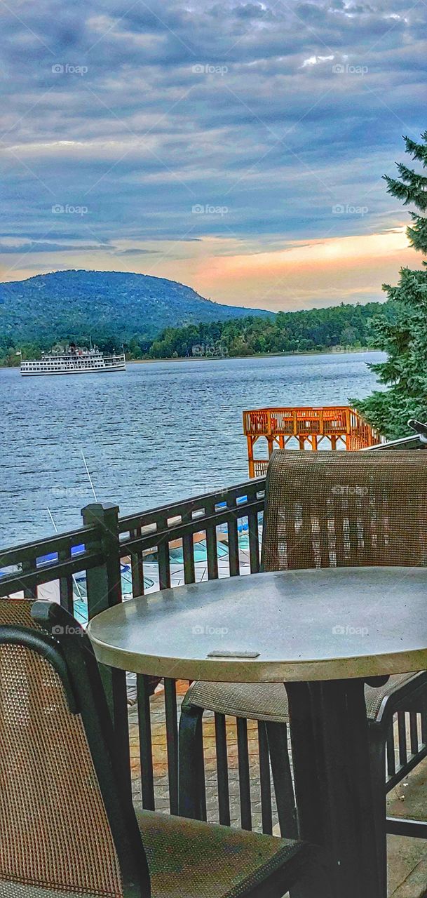 Sunset over the outside restaurant!