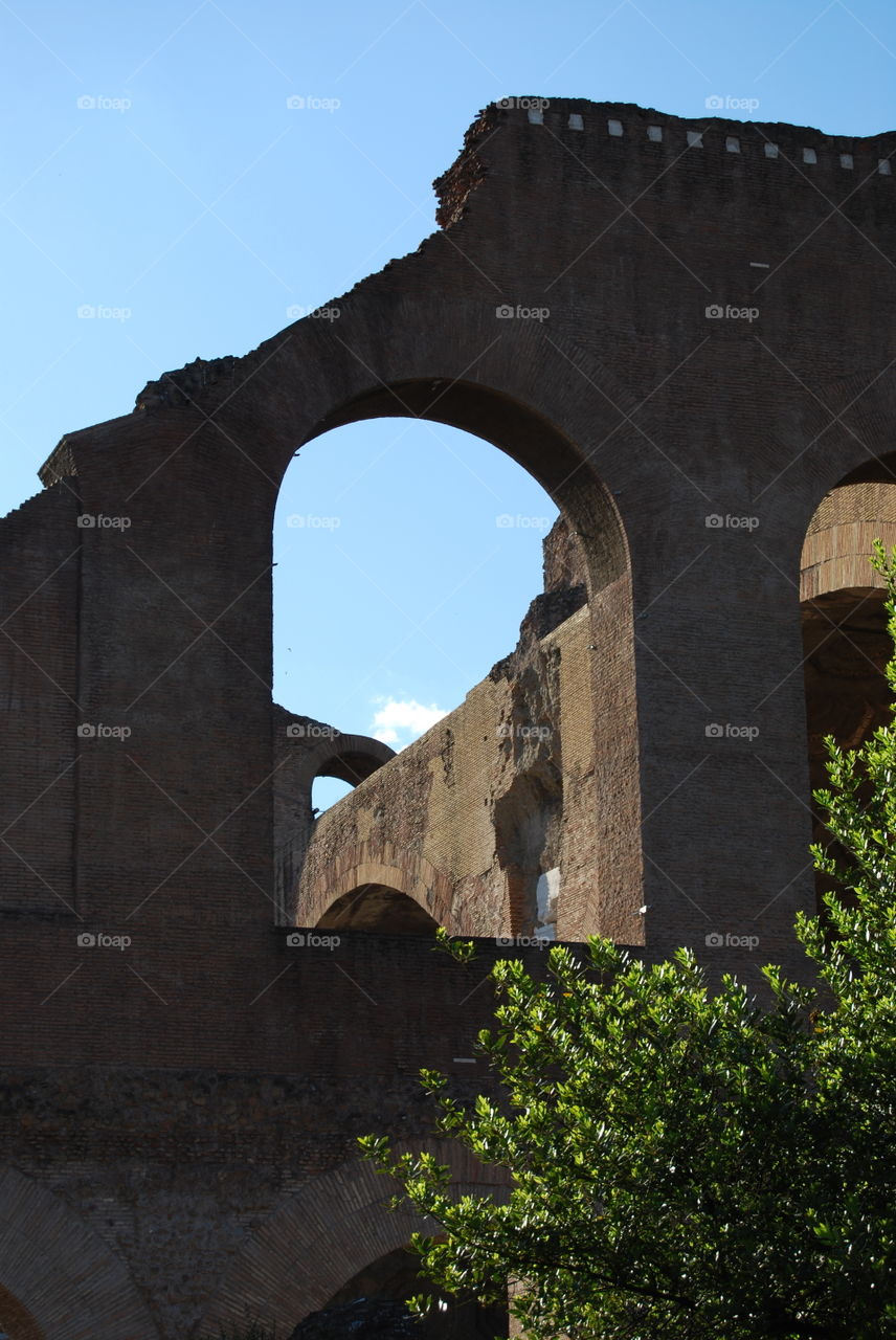 Roman Ruins. Archway in ruins in Ancient Rome