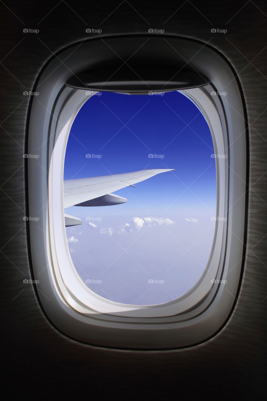 Beautiful blue sky from aeroplane window