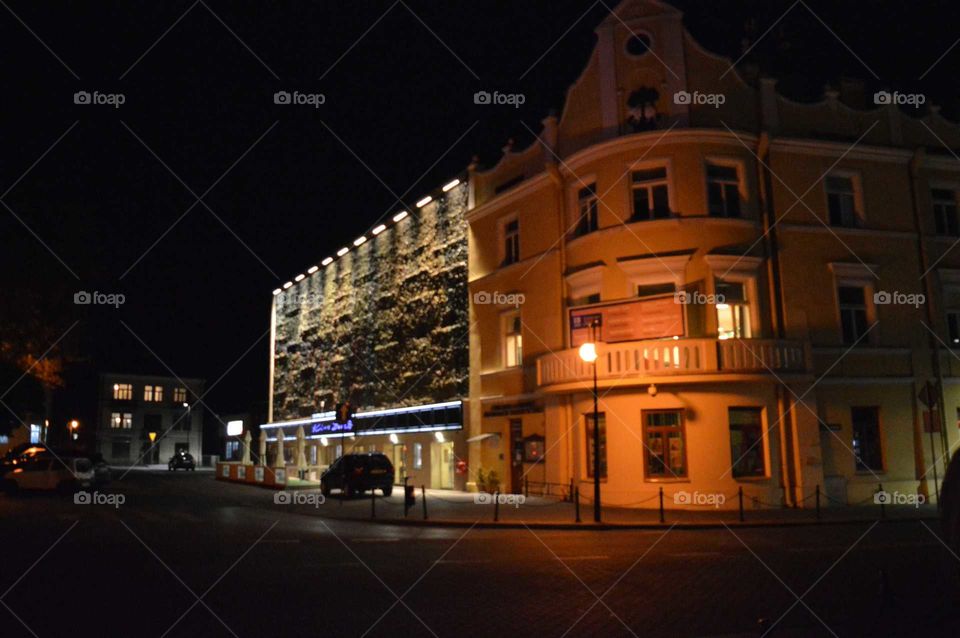 Polish city at night