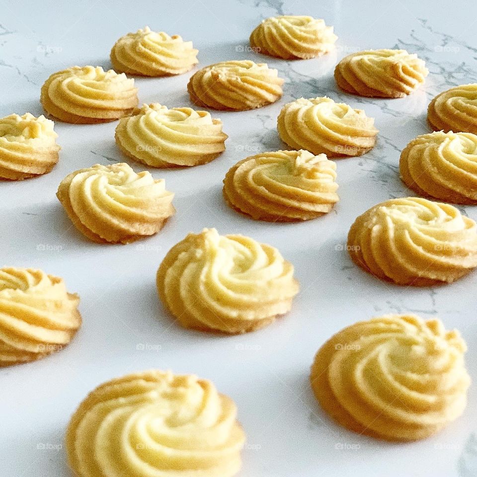 Butter cookies warm from the oven smells so good and looks so tasty 