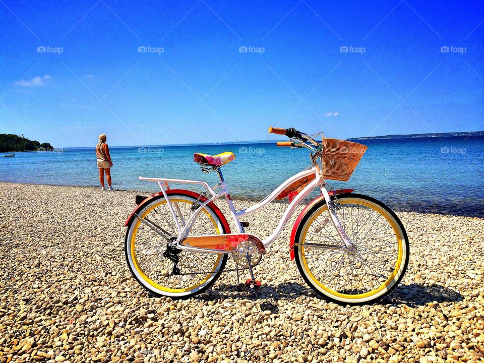 Bike, Beach, Girl. 