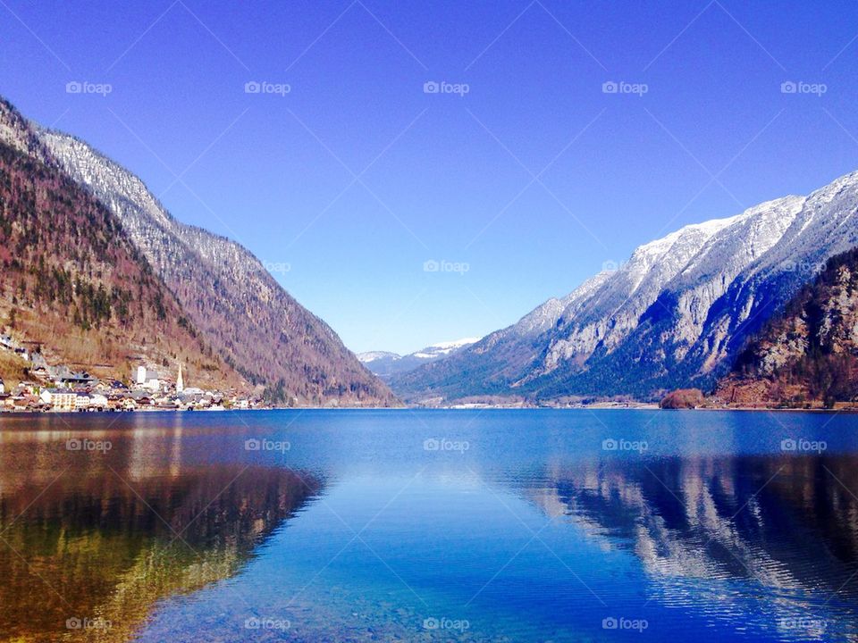 lake and snow mountains Landscape