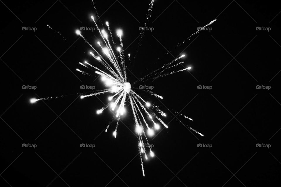 Firework in black and white