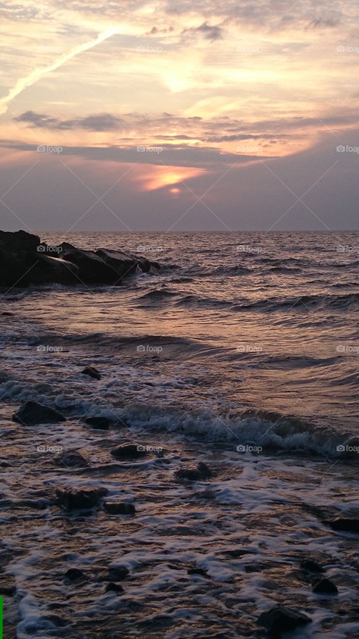 Sunset, Water, No Person, Beach, Ocean