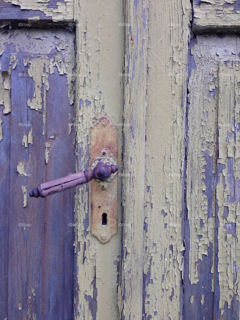 Old door with peeled paint