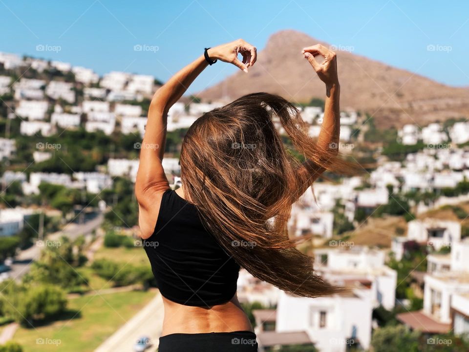 Young woman with long hair 