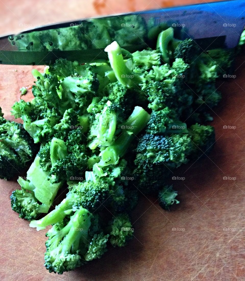 Chopping Fresh Broccoli