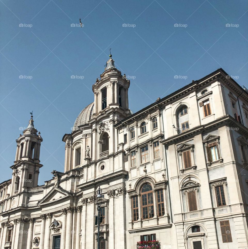 White beautiful old large building in Rome