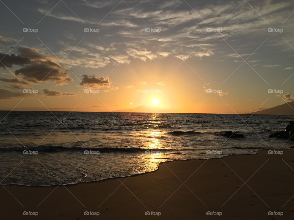 Scenic view of sea during sunset