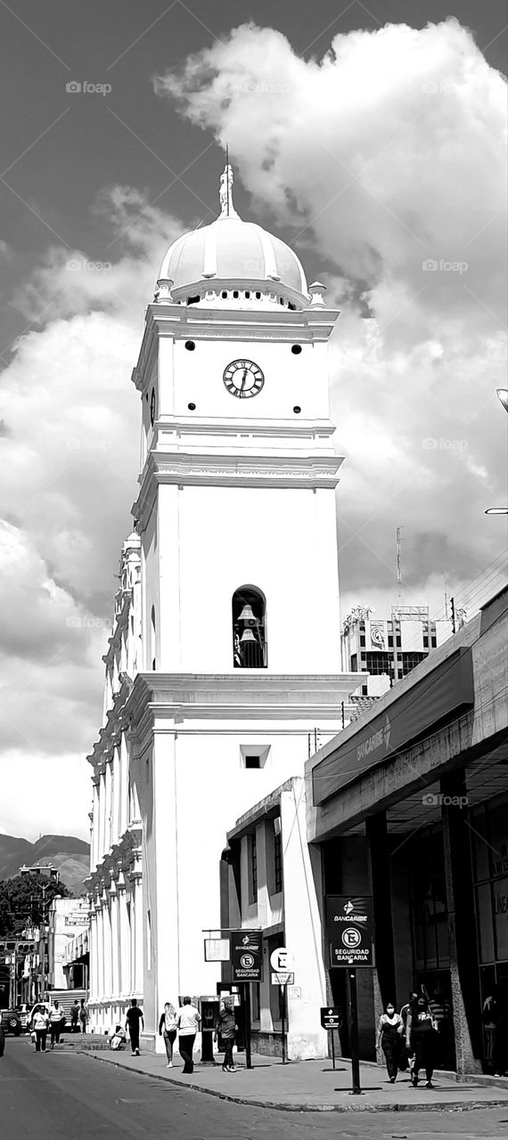 Cathedral building in the center of Maracay, architecture and design