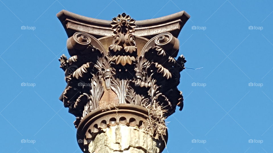 Detail on top of column at Windsor Ruins in Claiborne County, Mississippi