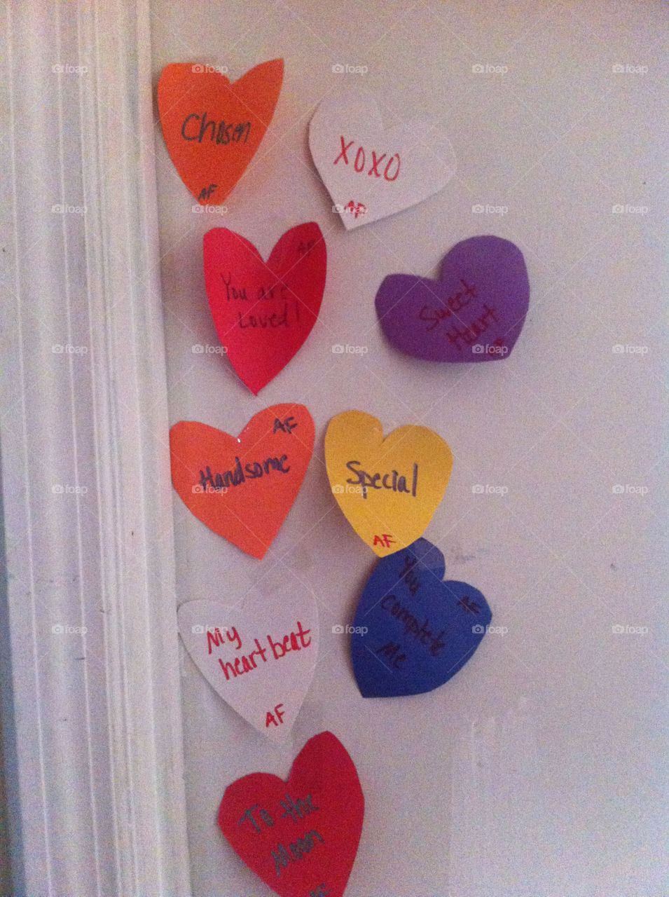 Valentines day notes . Valentines left on a door