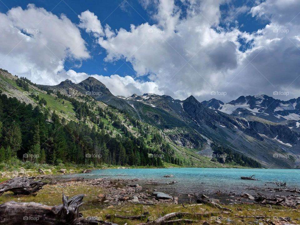 Altai, mountains and a picturesque lake