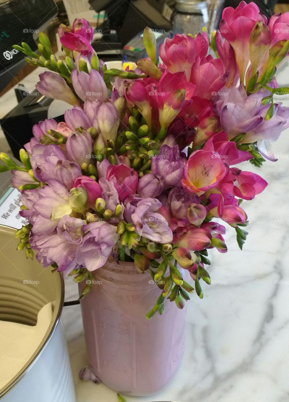 Flowers in a vase pastel colors