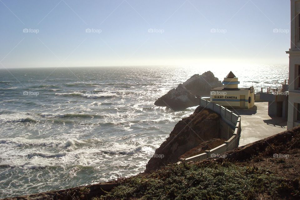 giant camera by the sea