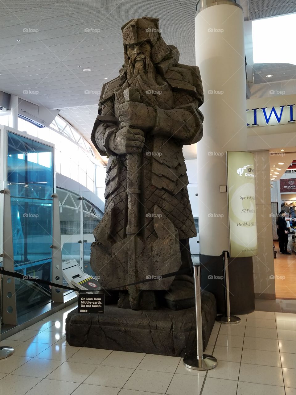 The hobbit character at Auckland airport