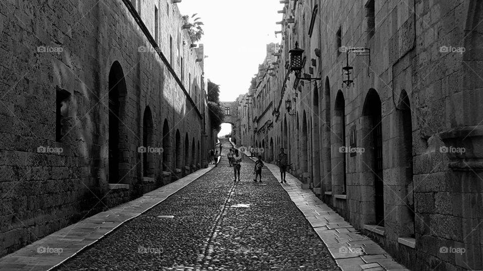 Rhodes Town - Black and white