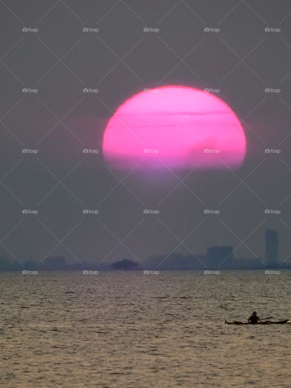 Kayak in sunset