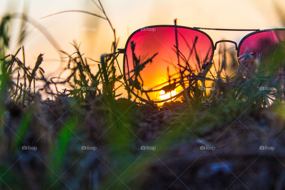 Sunglasses on field