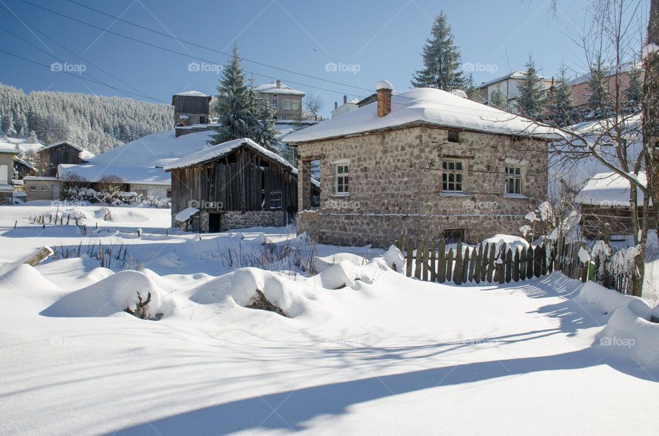 Winter landscape, Ravnogor Village, Bulgaria