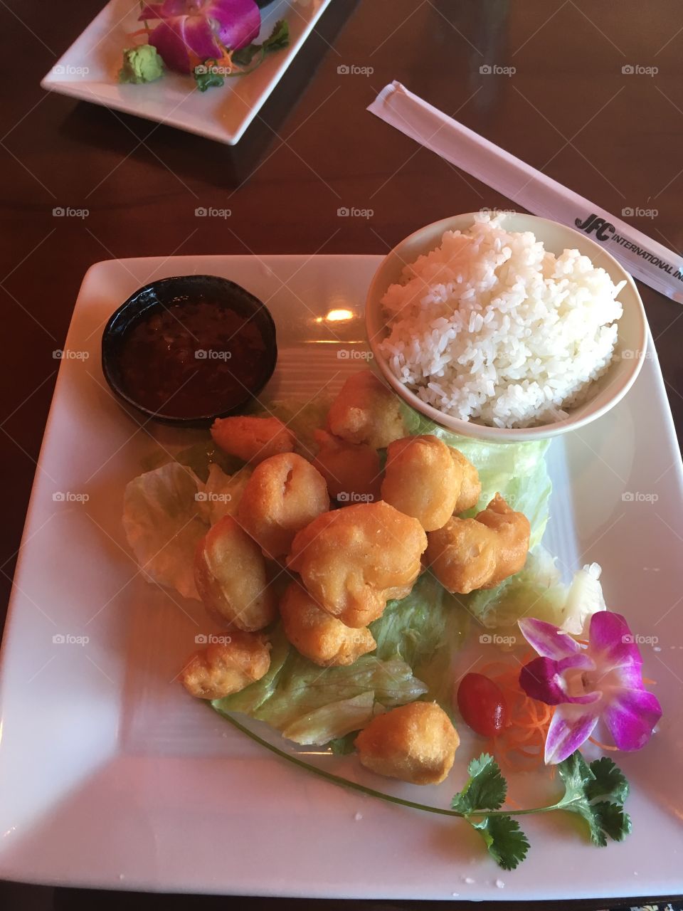 Sweet and sour fried chicken with rice 