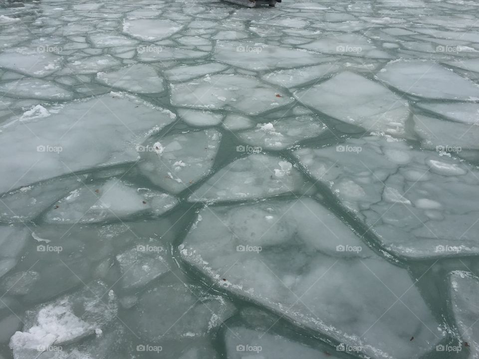 Frozen Lake Michigan outside of Chicago