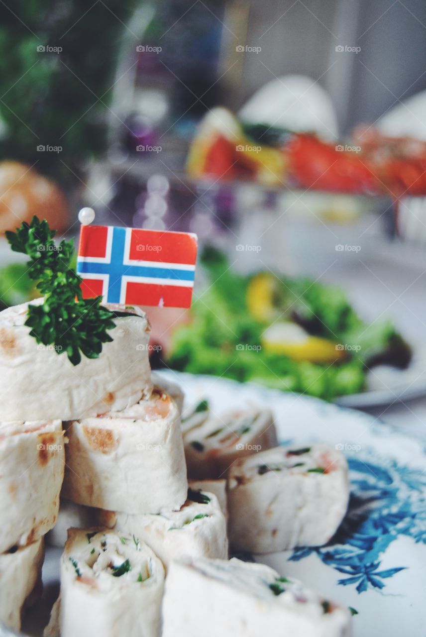 Festive table with a lot of good Food