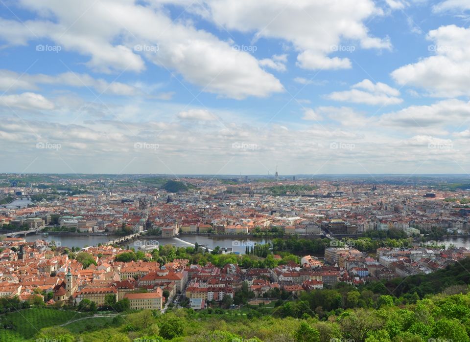 Prague city roof top view 