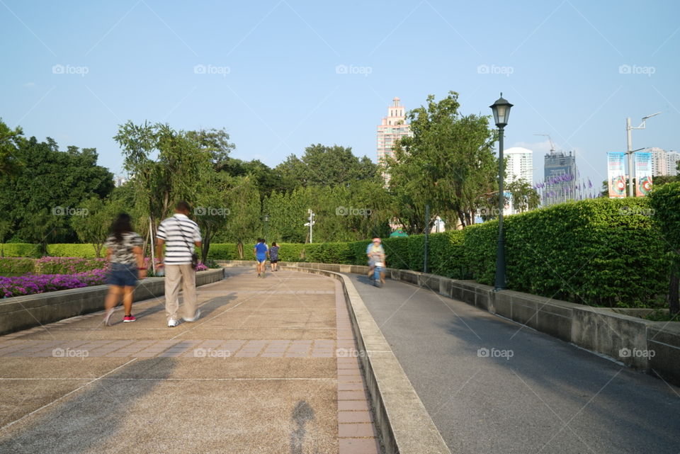 People running in Bangkok park 