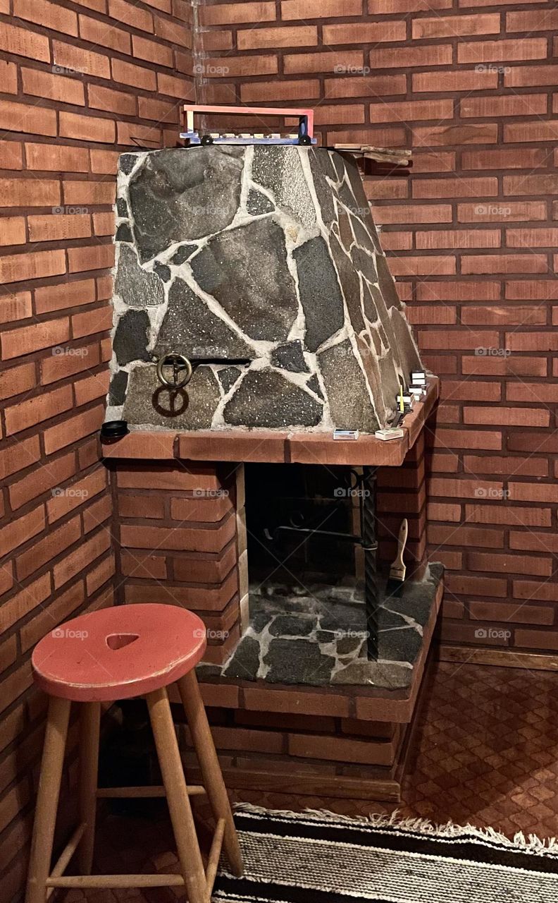 Fireplace in old finnish house