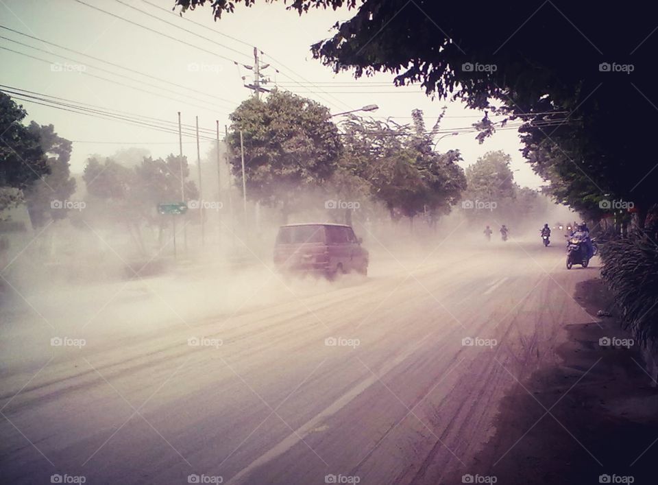 The bad weather in Yogyakarta City, when Volcano Mountains of Sinabung Eruptions.