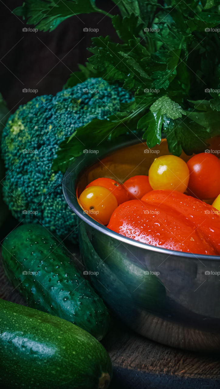 Vegetables on a dark background