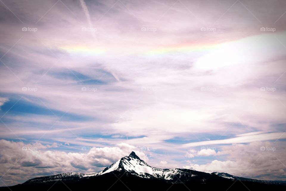 View of Mount hood during winter