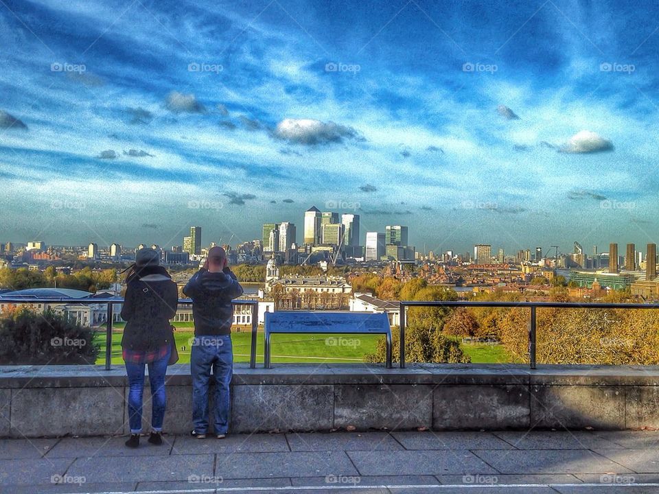 Rear view of couple looking at view