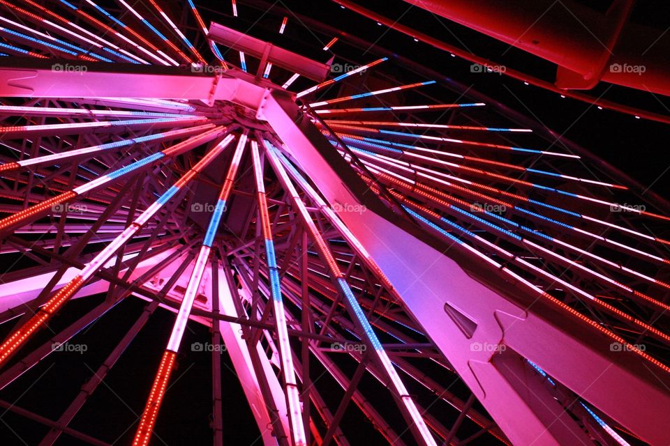 Red White and blue Ferris wheel
