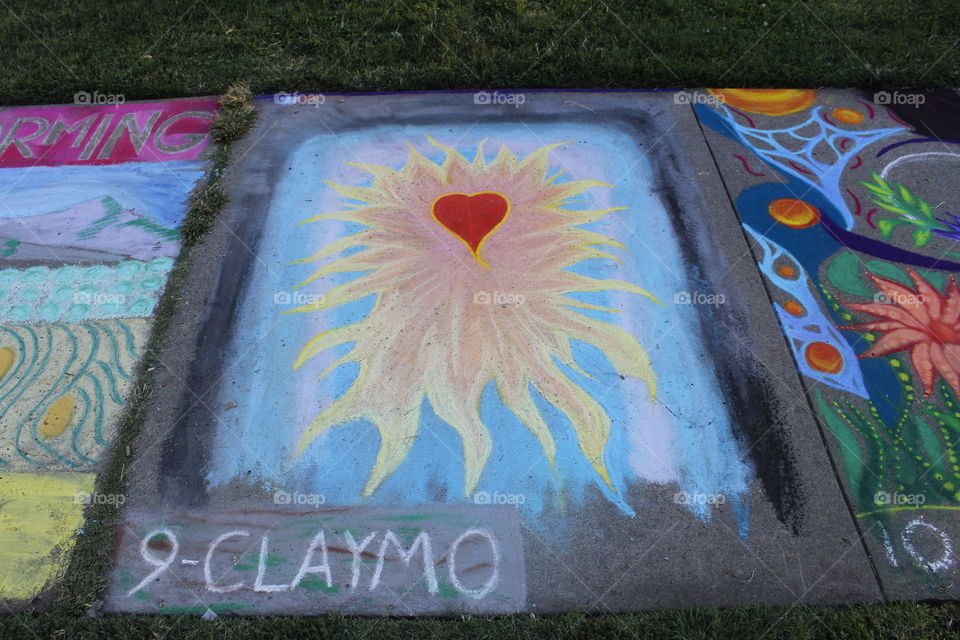 flaming heart chalk art