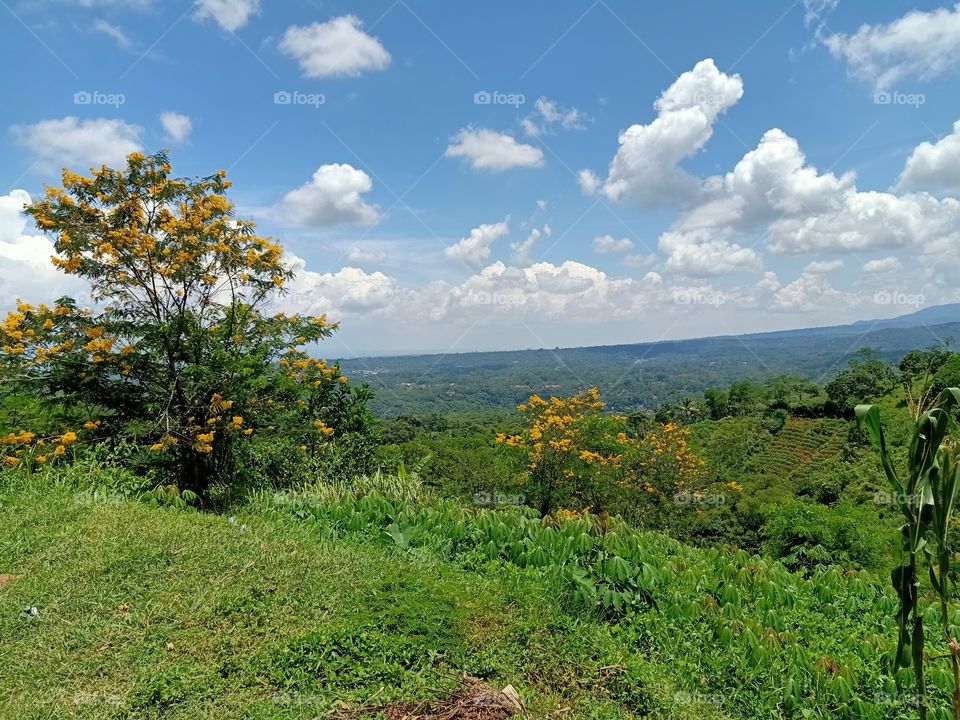 photo of clouds and landscape with mountains