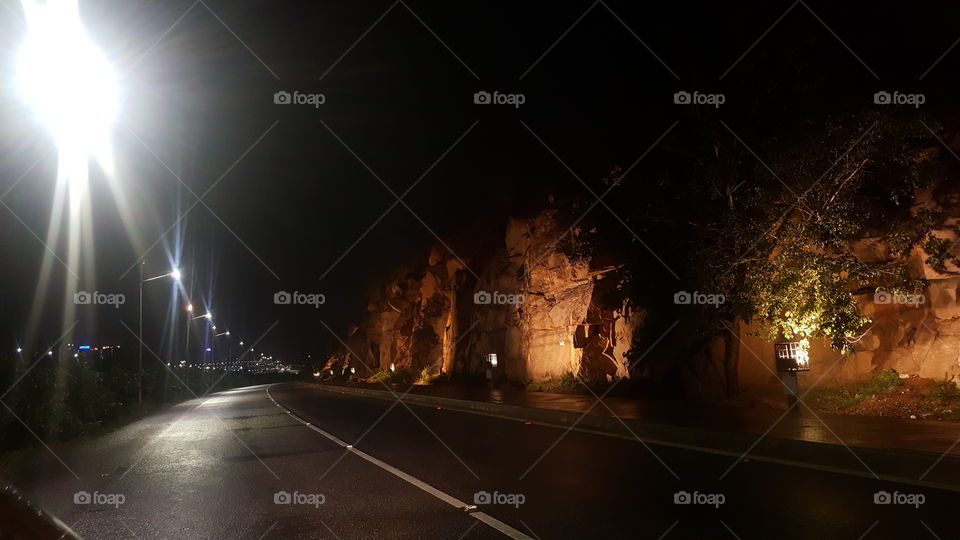 #road #roadside #roadview #night #nightscape #nightphotography #highway #trafficlights #decorativelights #fog