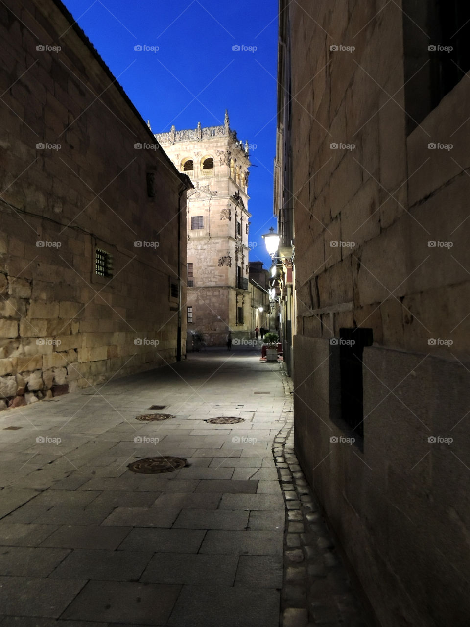 Dark and old street in Salamanca. (Spain).