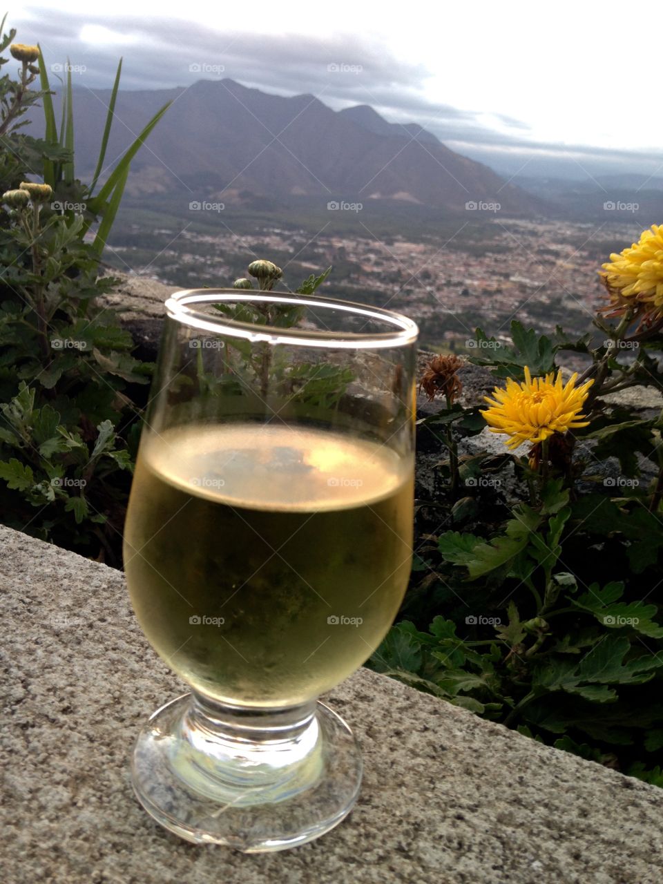 Vino y volcano . Wine on top of Volcano Agua - Antigua, Guatemala