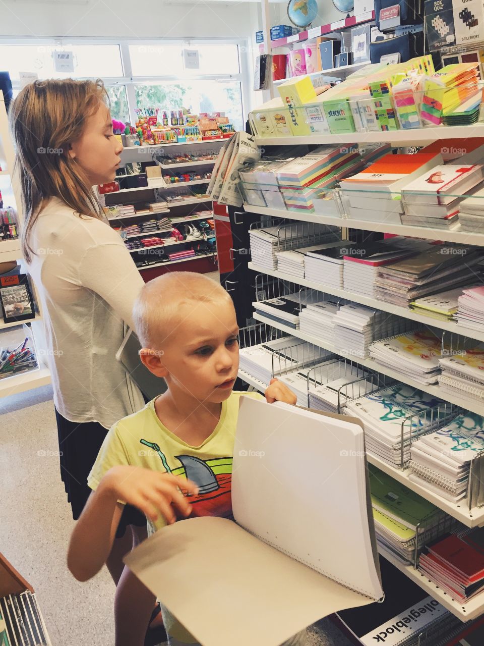 Kids shopping for school