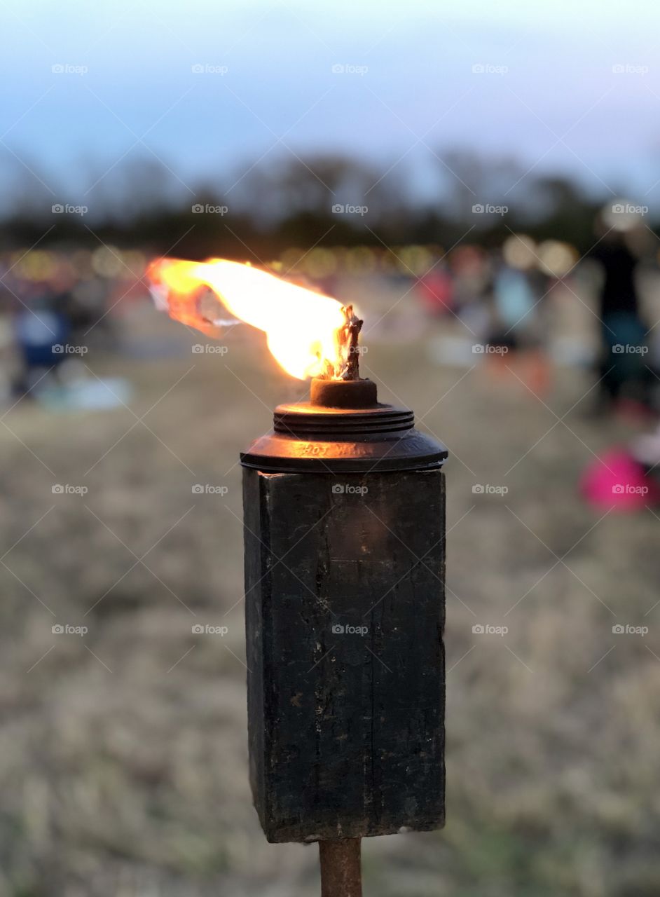one metallic torch in the field
