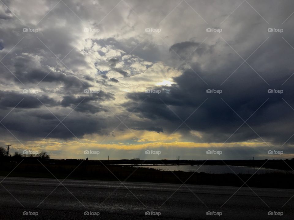 Storm clouds at sunset